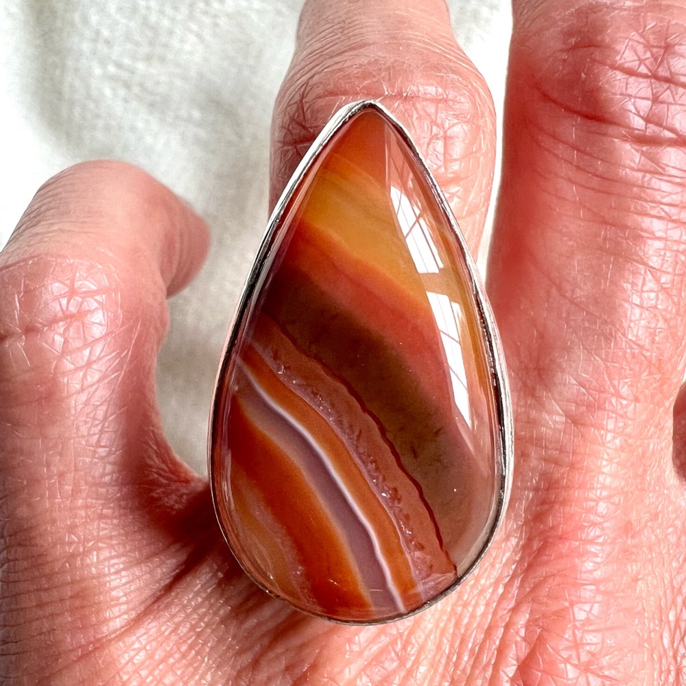 925 GORGEOUS Sardonyx Teardrop Ring 5
